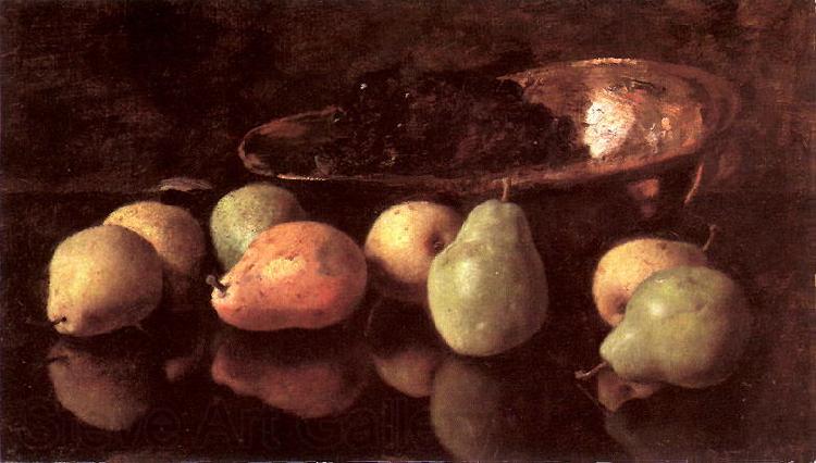 Otto Scholderer Stilleben mit Birnen und Trauben in Kupferschale Spain oil painting art